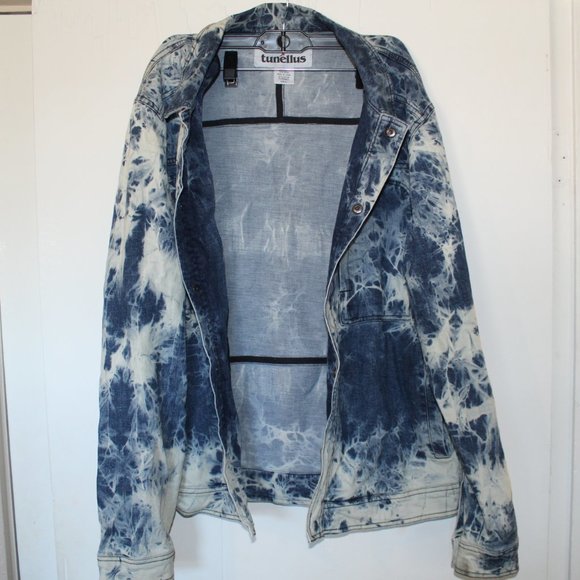 Blue Tunellus Men's Tie Dye Denim Jacket size L - Picture 4 of 12